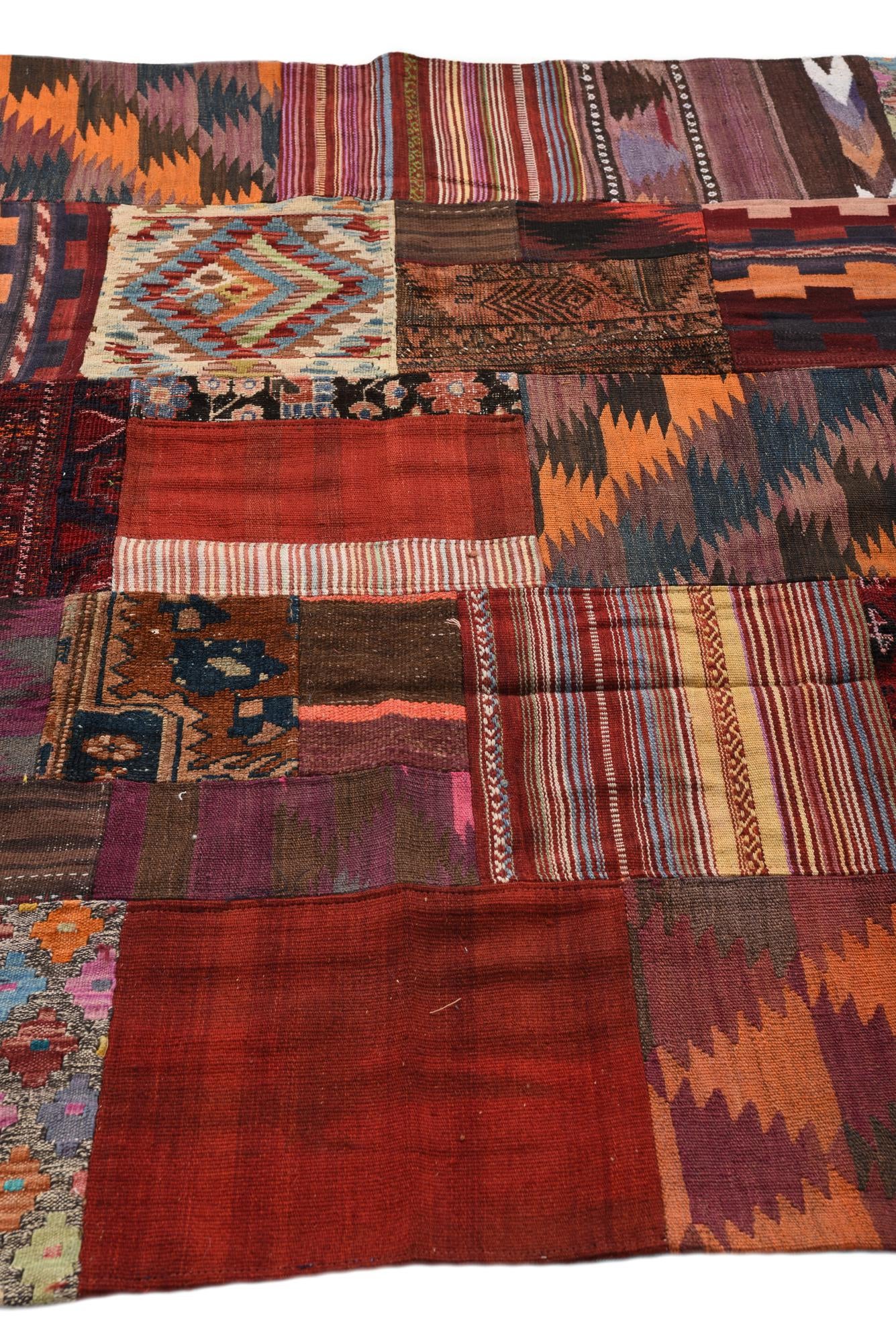 5' 6 x 8' 2 Hand Woven Kilim Patchwork Wool Rug