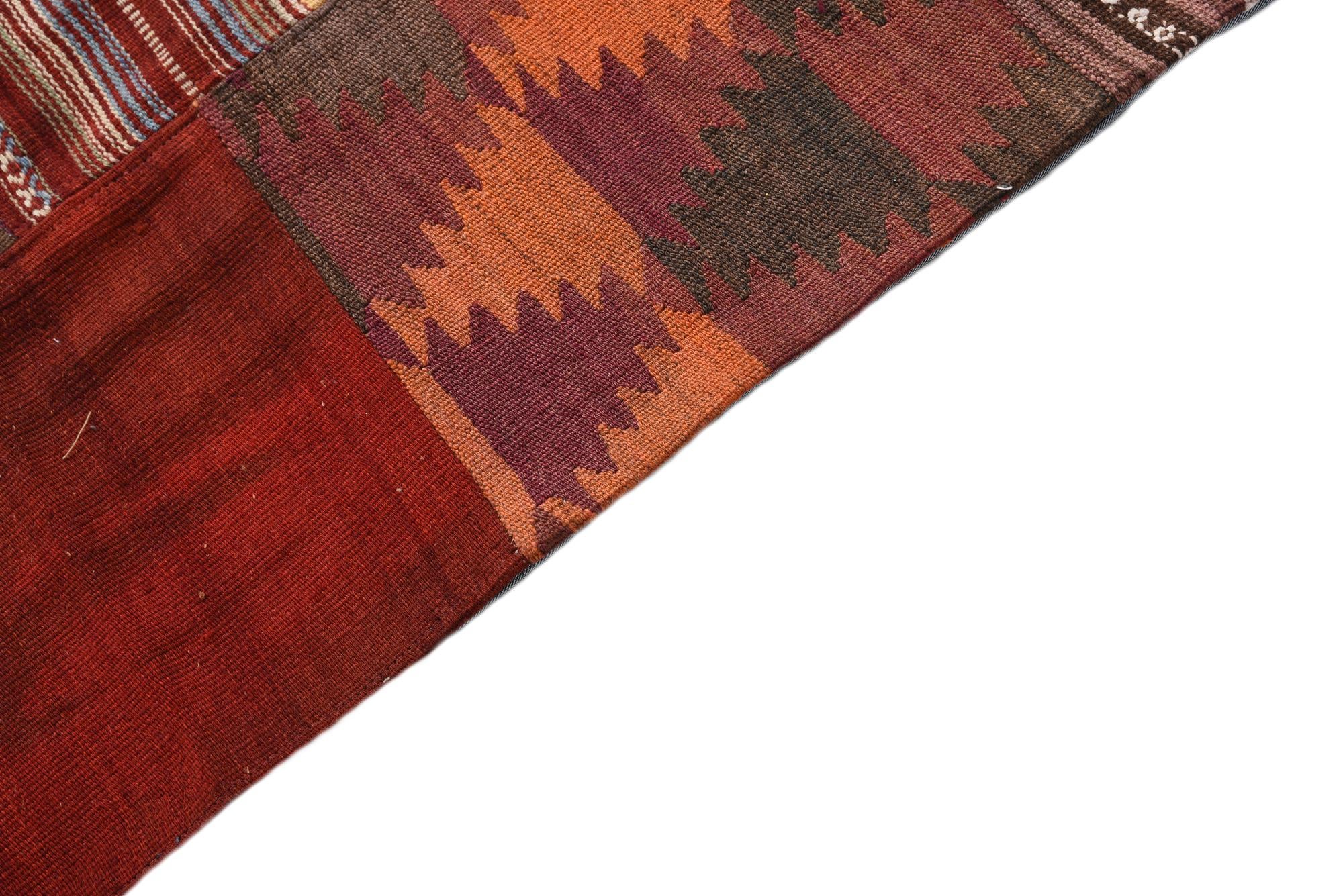 5' 6 x 8' 2 Hand Woven Kilim Patchwork Wool Rug