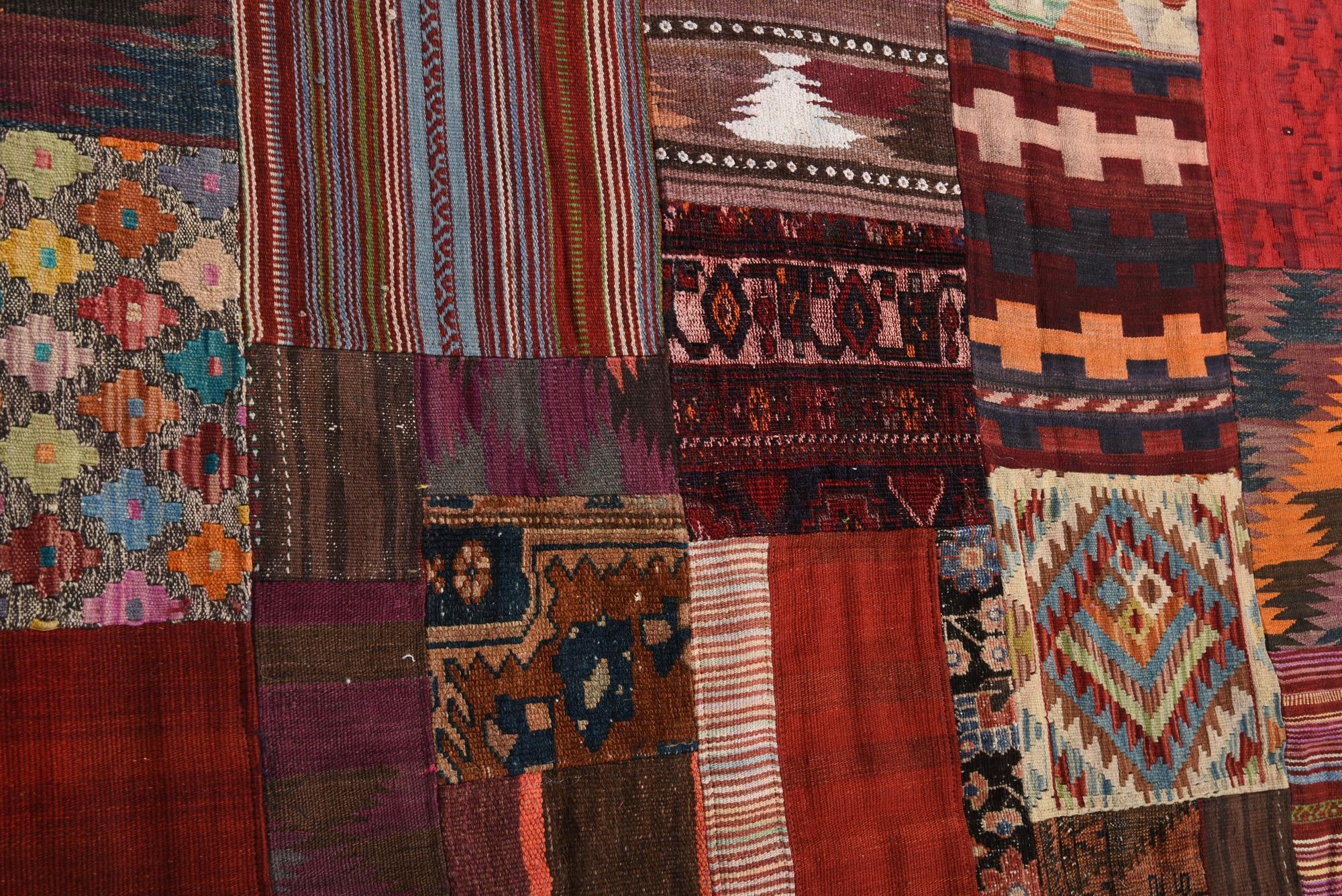 5' 6 x 8' 2 Hand Woven Kilim Patchwork Wool Rug