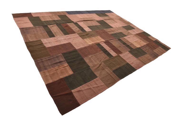 Detail image of 9' 2 x 13' 2 Hand Woven Kilim Patchwork Wool Rug
