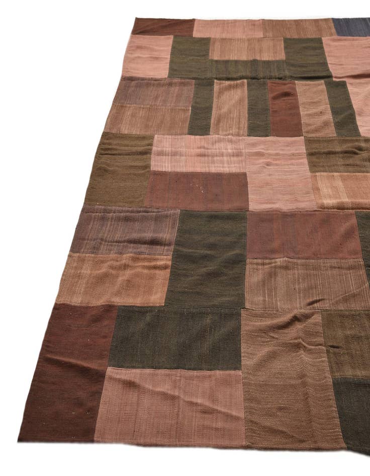 Detail image of 9' 2 x 13' 2 Hand Woven Kilim Patchwork Wool Rug