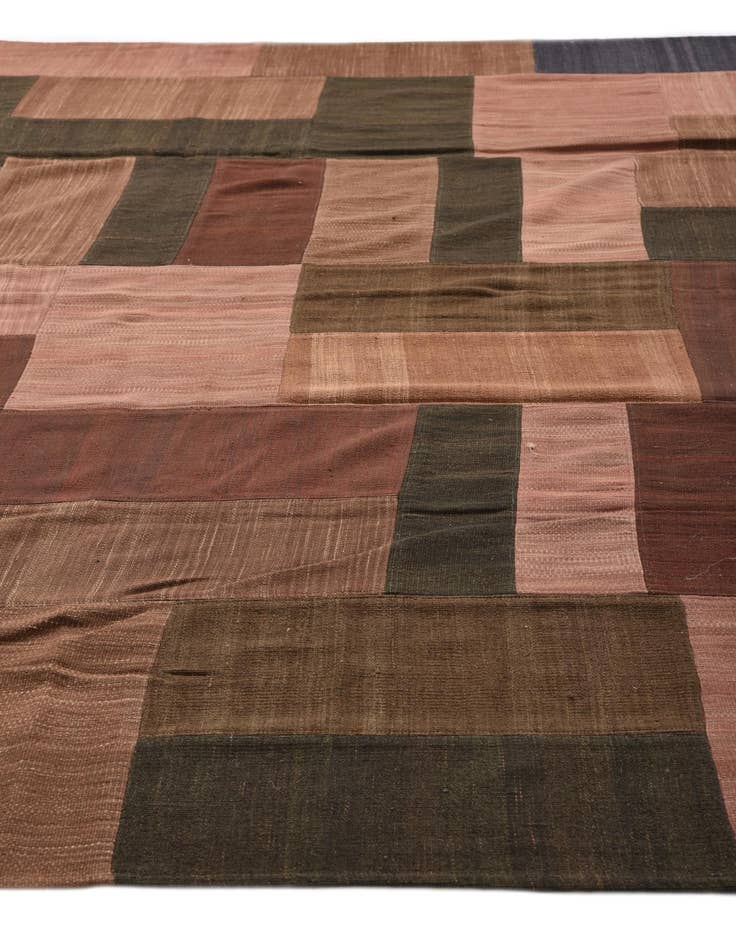 Detail image of 9' 2 x 13' 2 Hand Woven Kilim Patchwork Wool Rug