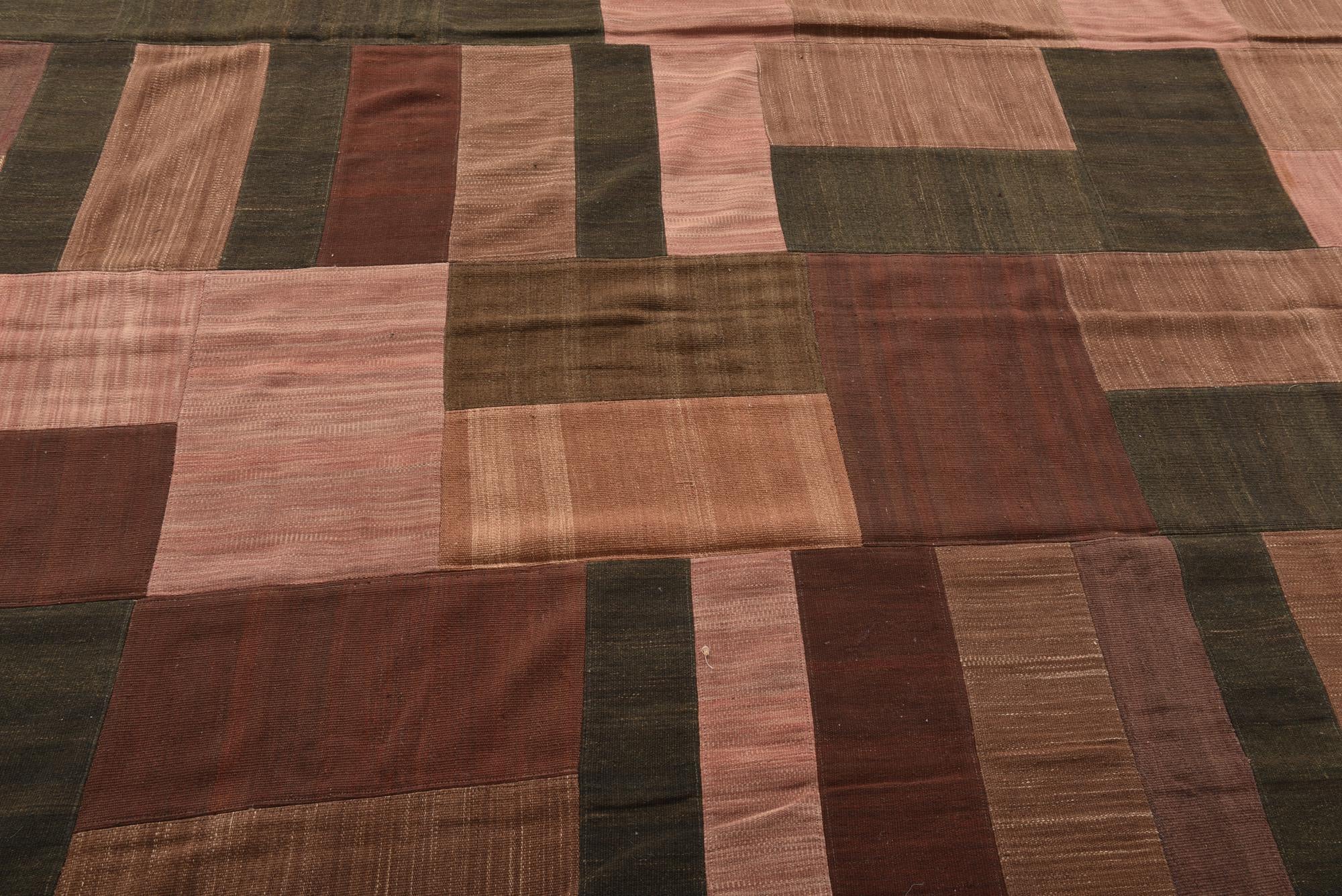 9' 2 x 13' 2 Hand Woven Kilim Patchwork Wool Rug