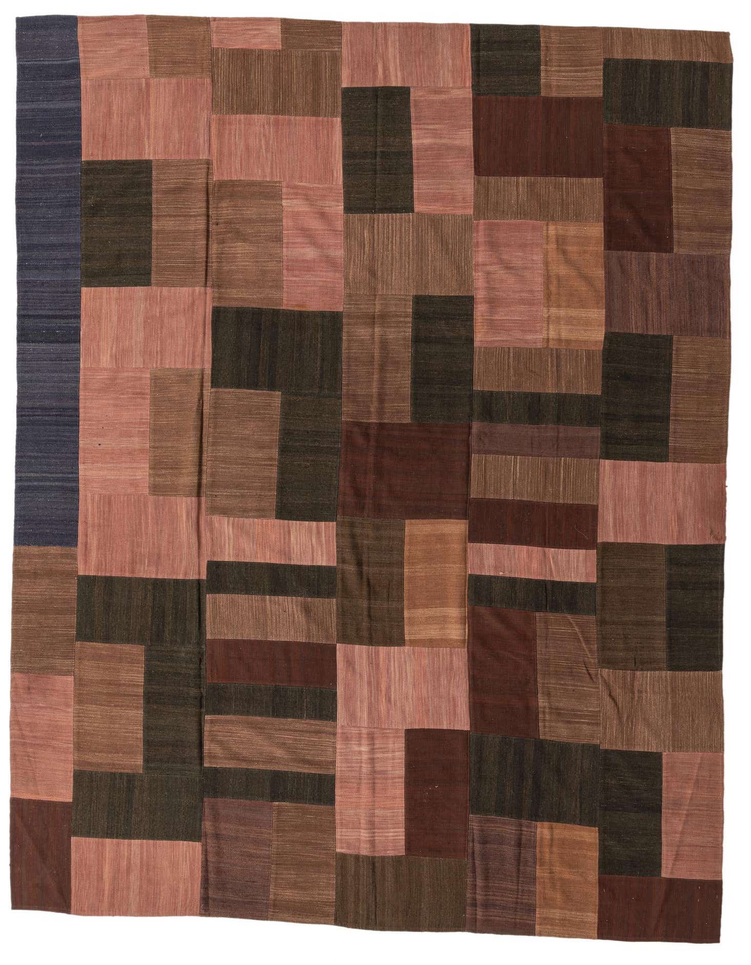 9' 2 x 13' 2 Hand Woven Kilim Patchwork Wool Rug