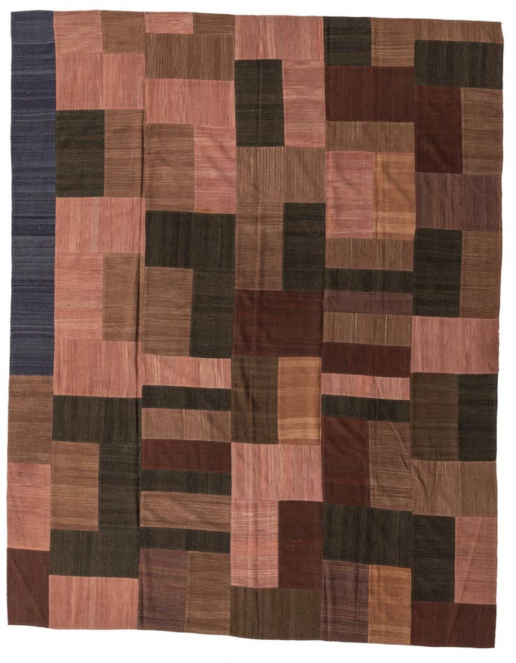 Detail image of 9' 2 x 13' 2 Hand Woven Kilim Patchwork Wool Rug