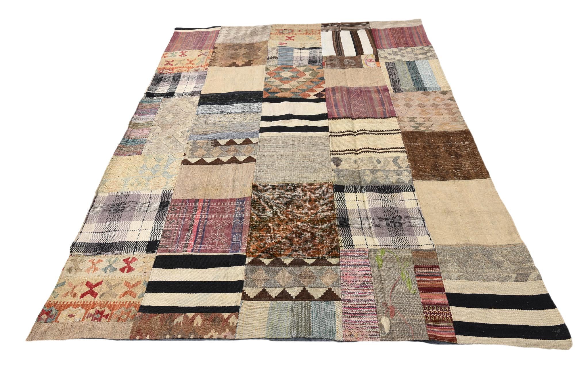 5' 5 x 7' 11 Hand Woven Kilim Patchwork Wool Rug