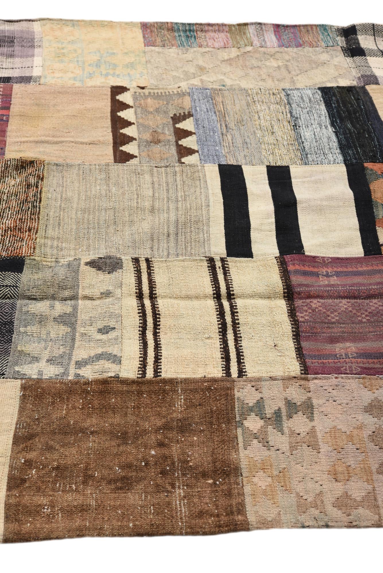 5' 5 x 7' 11 Hand Woven Kilim Patchwork Wool Rug