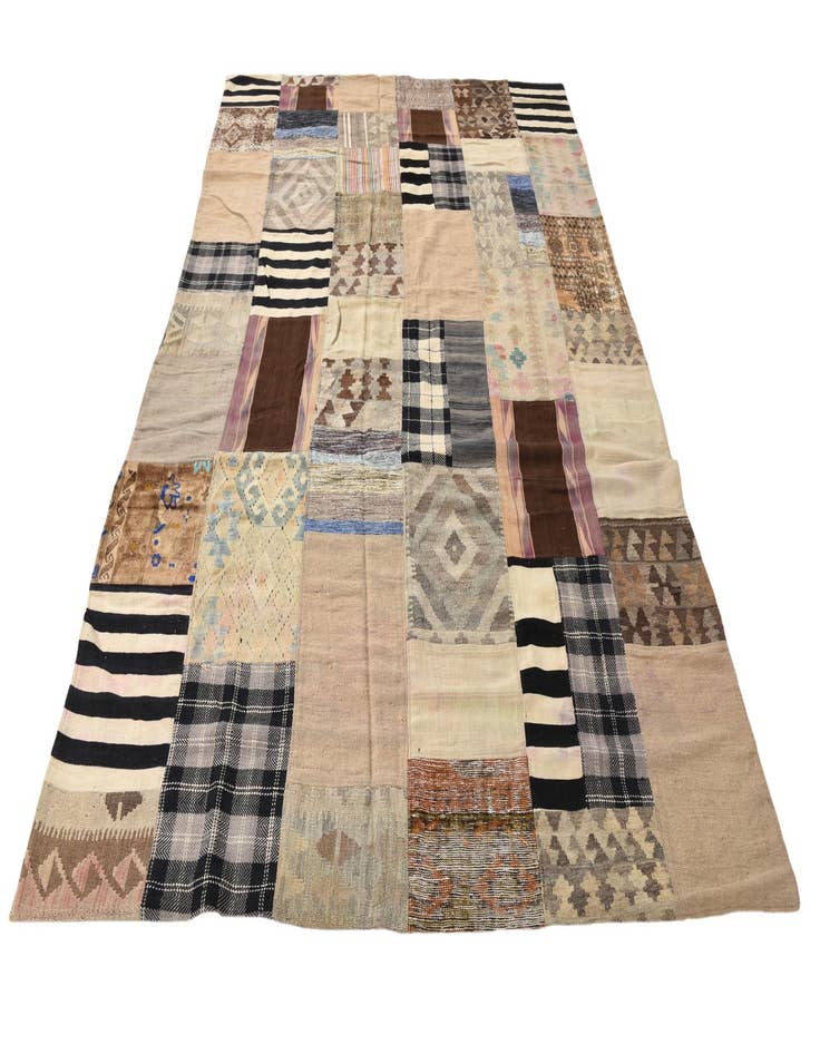 Detail image of 6' 8 x 9' 2 Hand Woven Kilim Patchwork Wool Rug