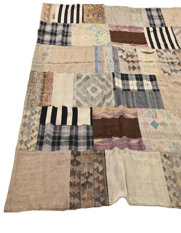 Detail image of 6' 8 x 9' 2 Hand Woven Kilim Patchwork Wool Rug