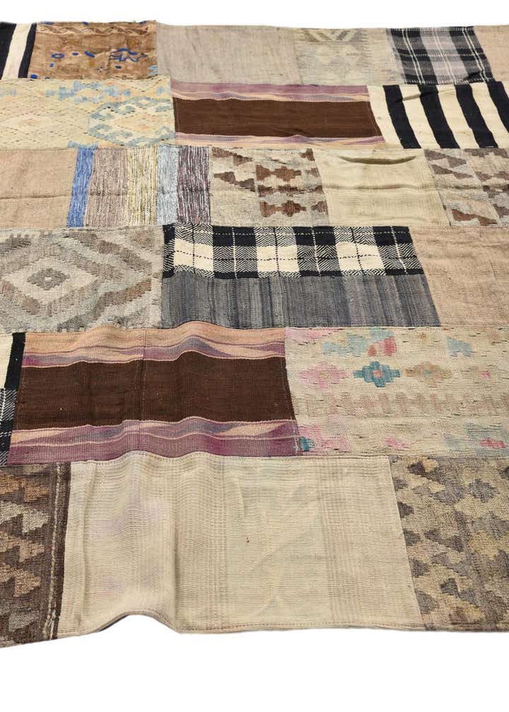6' 8 x 9' 2 Hand Woven Kilim Patchwork Wool Rug