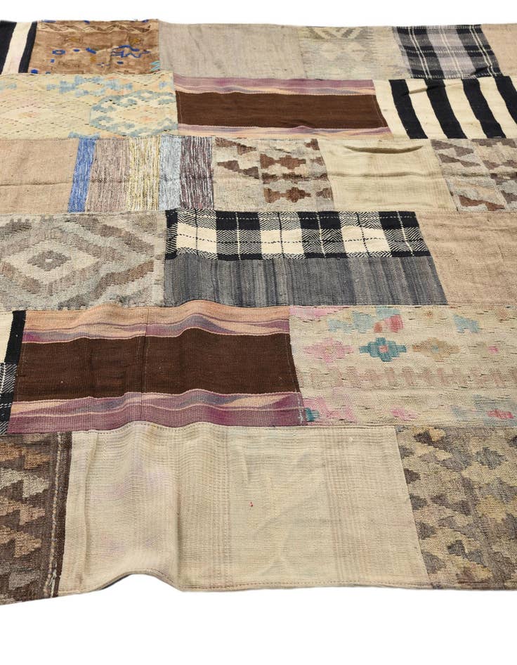 Detail image of 6' 8 x 9' 2 Hand Woven Kilim Patchwork Wool Rug