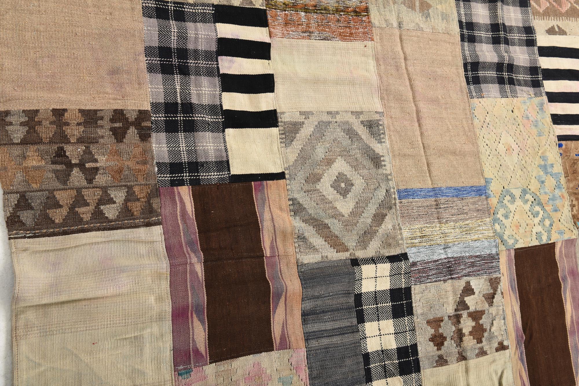 6' 8 x 9' 2 Hand Woven Kilim Patchwork Wool Rug
