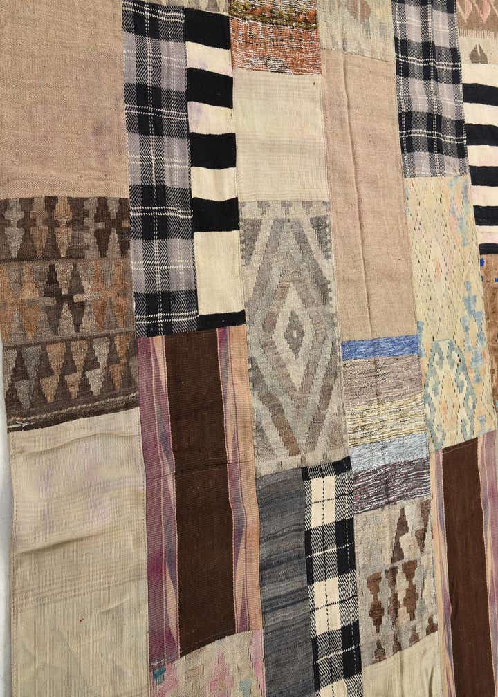 6' 8 x 9' 2 Hand Woven Kilim Patchwork Wool Rug