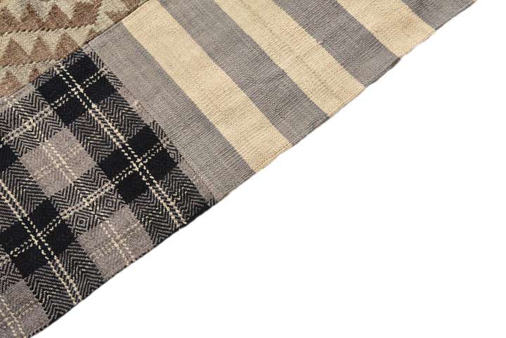 6' 8 x 9' 8 Hand Woven Kilim Patchwork Wool Rug