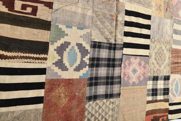 6' 8 x 9' 8 Hand Woven Kilim Patchwork Wool Rug