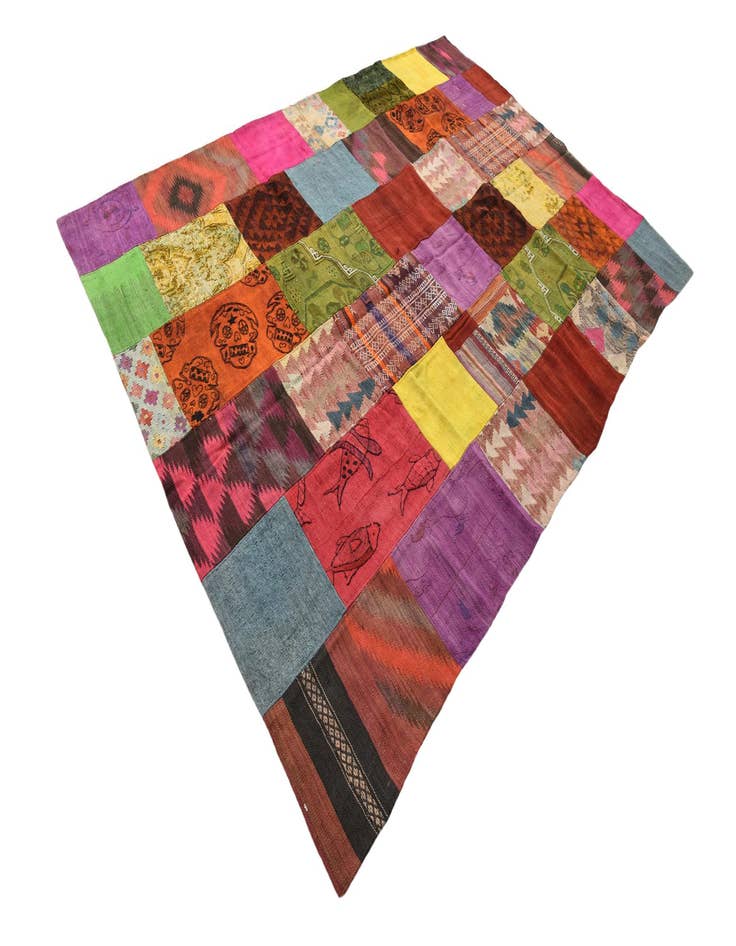Detail image of 6' 7 x 9' 8 Hand Woven Kilim Patchwork Wool Rug