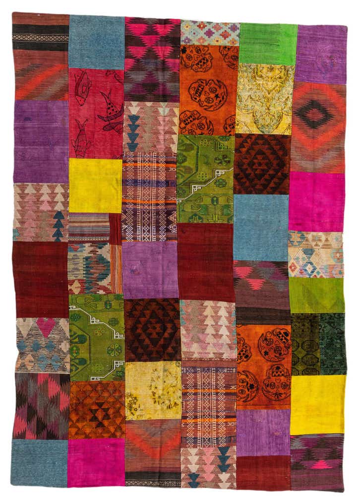 6' 7 x 9' 8 Hand Woven Kilim Patchwork Wool Rug
