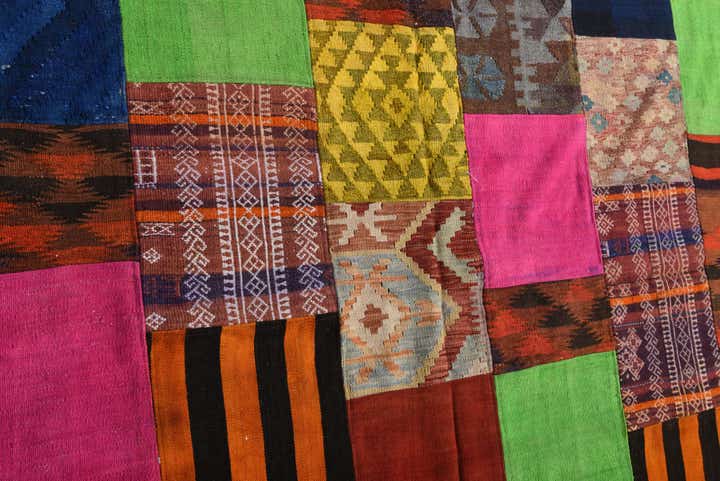 6' 7 x 9' 7 Hand Woven Kilim Patchwork Wool Rug