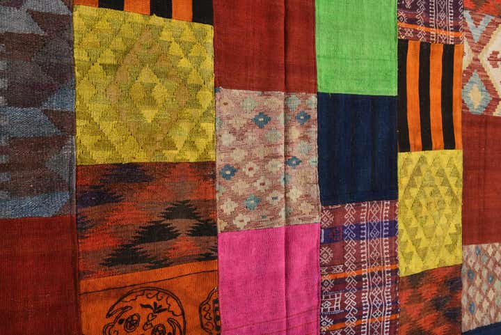 6' 7 x 9' 7 Hand Woven Kilim Patchwork Wool Rug