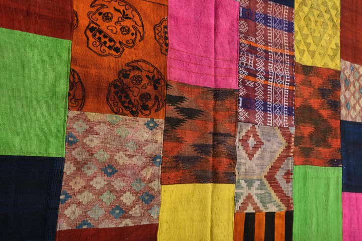 6' 7 x 9' 7 Hand Woven Kilim Patchwork Wool Rug