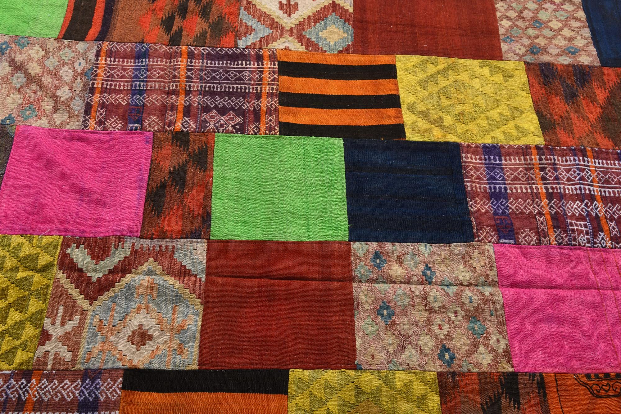 6' 7 x 9' 7 Hand Woven Kilim Patchwork Wool Rug