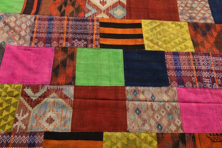 6' 7 x 9' 7 Hand Woven Kilim Patchwork Wool Rug