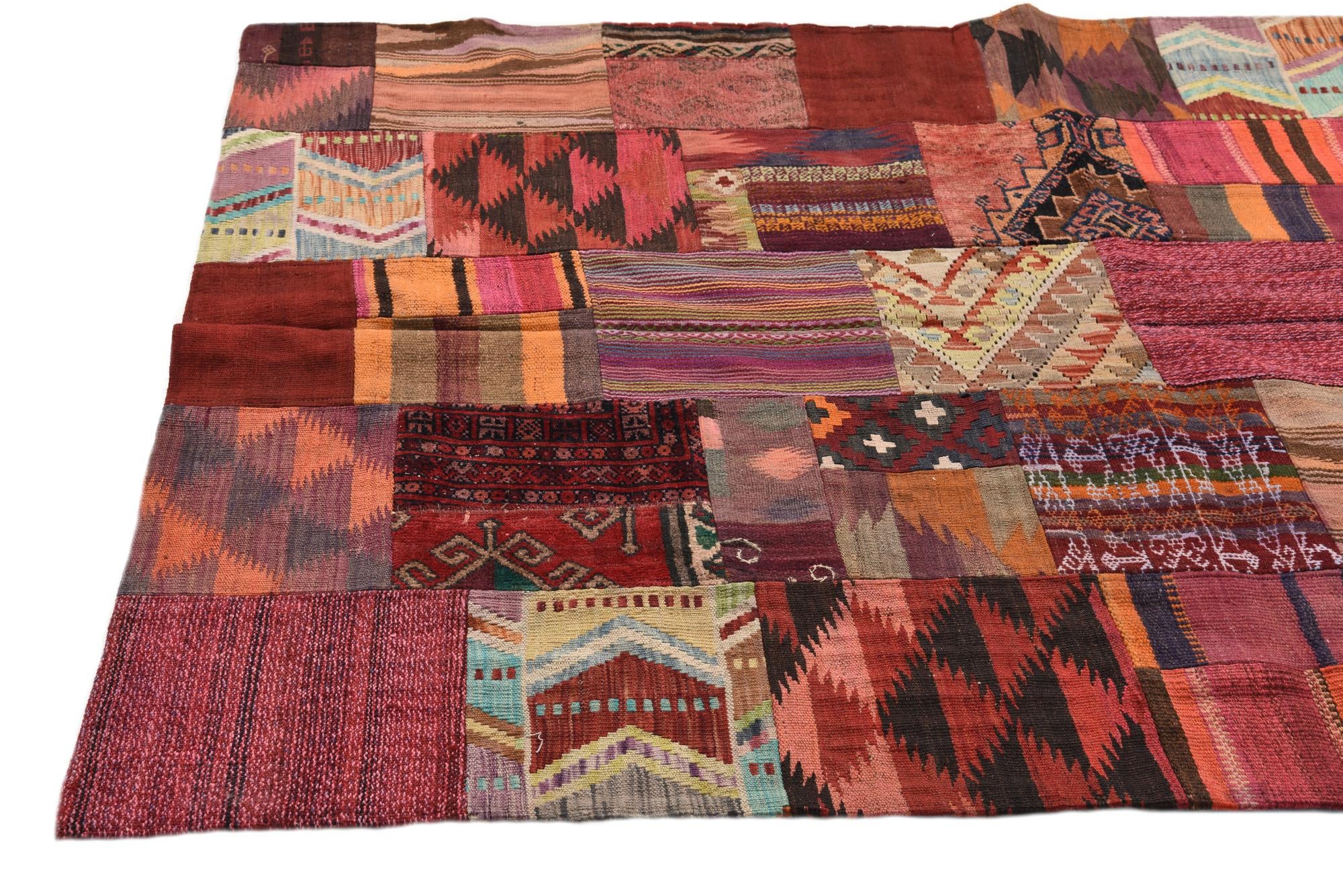 4' 10 x 6' 5 Hand Woven Kilim Patchwork Wool Rug