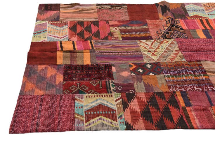 Detail image of 4' 10 x 6' 5 Hand Woven Kilim Patchwork Wool Rug