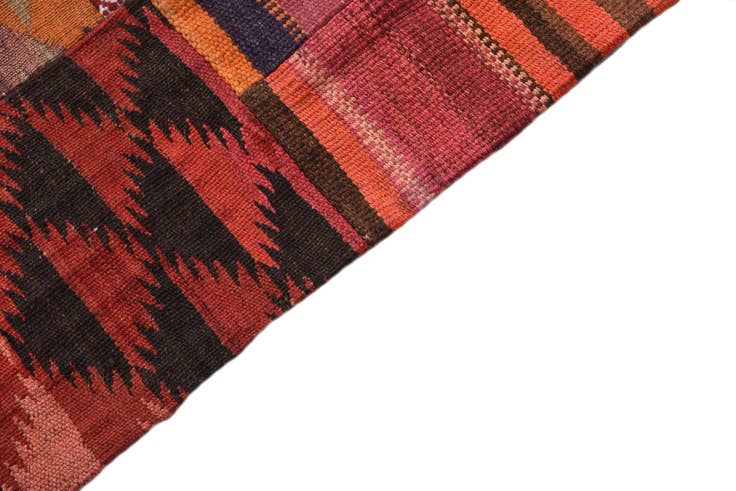 Detail image of 4' 10 x 6' 5 Hand Woven Kilim Patchwork Wool Rug