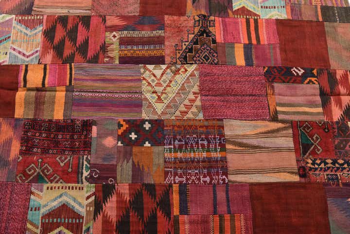 4' 10 x 6' 5 Hand Woven Kilim Patchwork Wool Rug