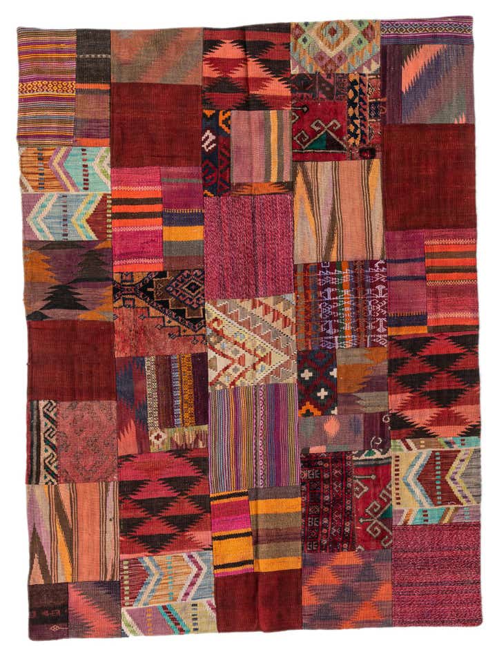 4' 10 x 6' 5 Hand Woven Kilim Patchwork Wool Rug