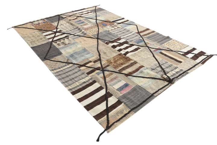 6' 6 x 9' 7 Hand Woven Kilim Patchwork Wool Rug