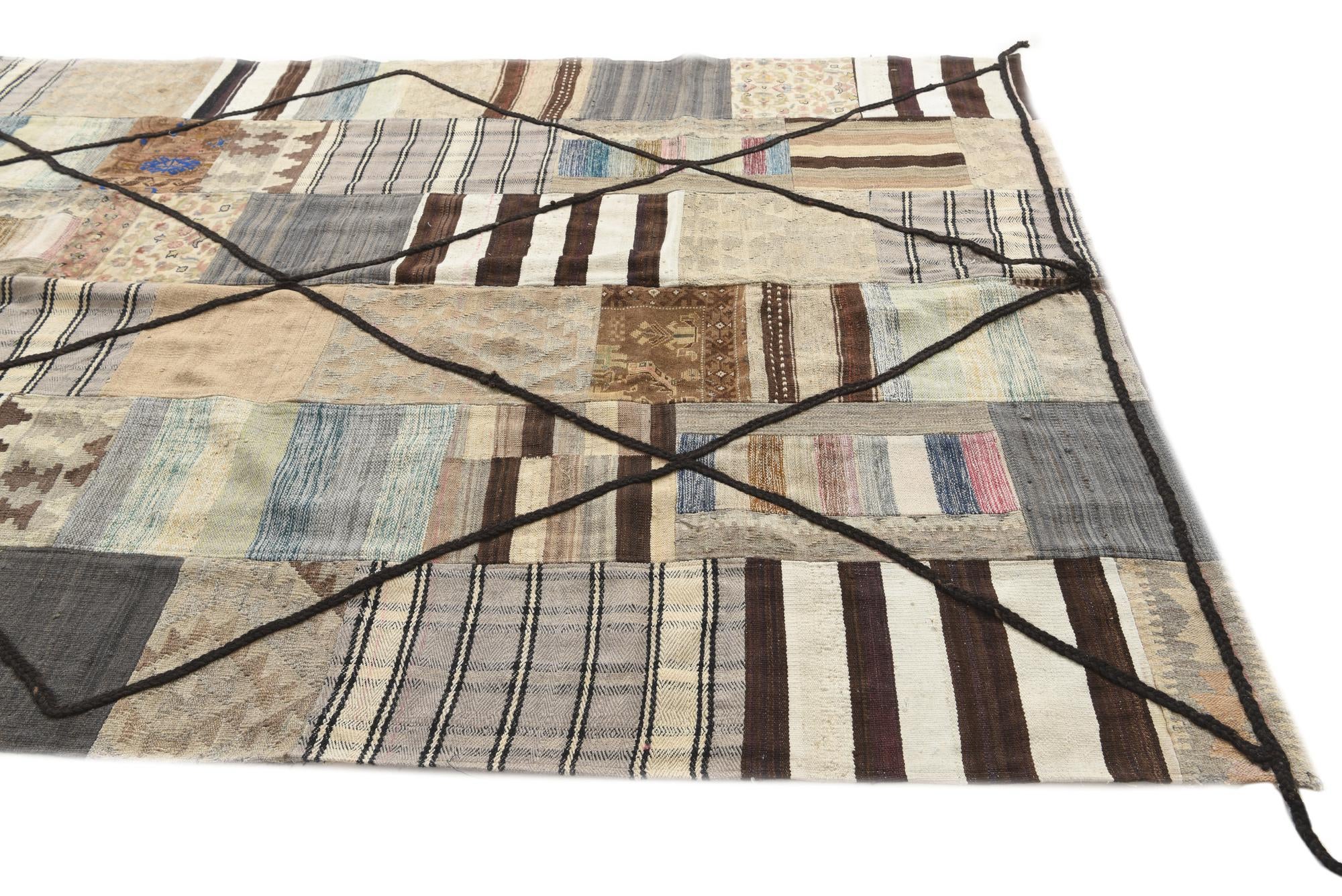 6' 6 x 9' 7 Hand Woven Kilim Patchwork Wool Rug