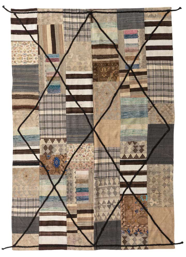 6' 6 x 9' 7 Hand Woven Kilim Patchwork Wool Rug