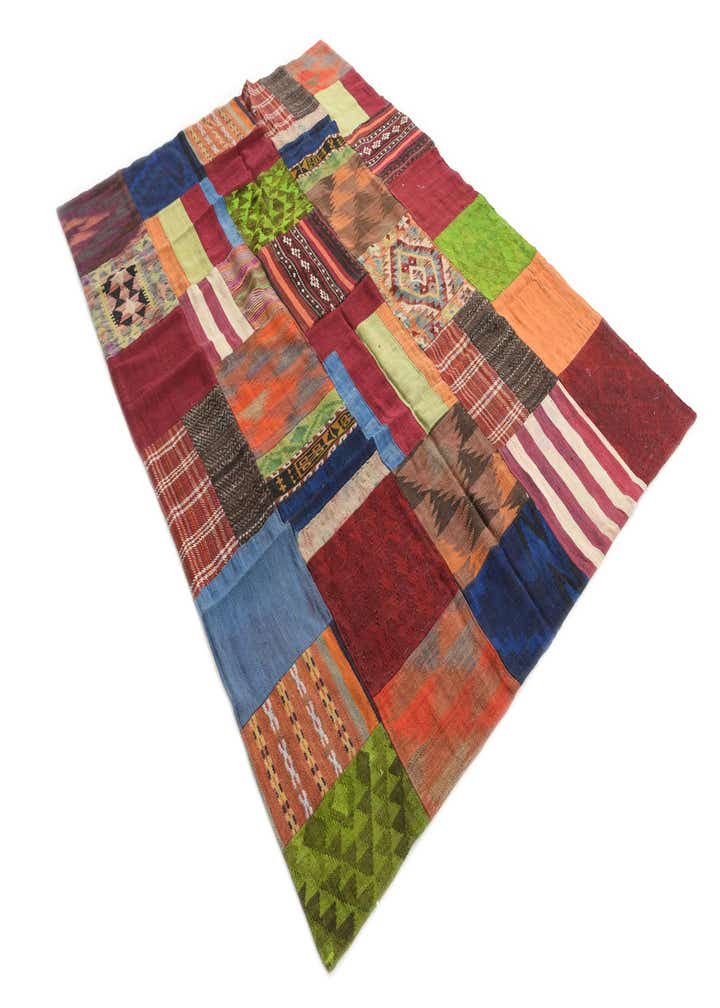 5' 8 x 8' Hand Woven Kilim Patchwork Wool Rug