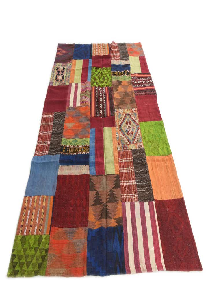 5' 8 x 8' Hand Woven Kilim Patchwork Wool Rug