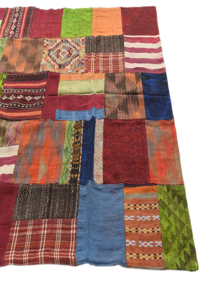 5' 8 x 8' Hand Woven Kilim Patchwork Wool Rug