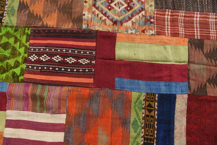 5' 8 x 8' Hand Woven Kilim Patchwork Wool Rug