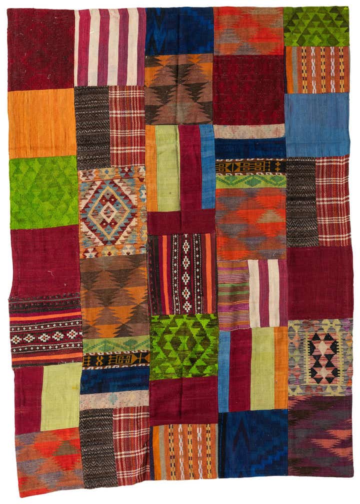 5' 8 x 8' Hand Woven Kilim Patchwork Wool Rug