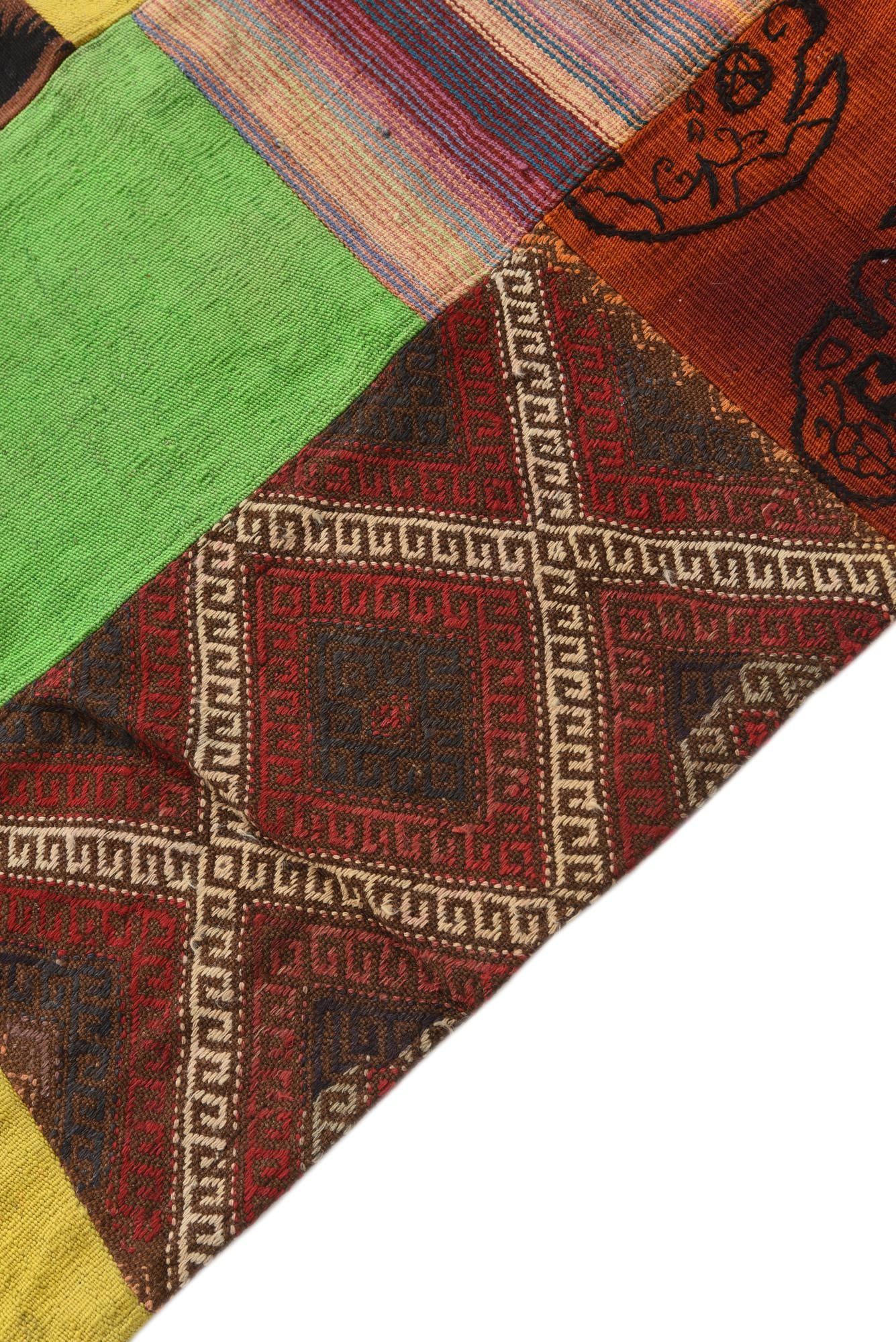 6' 9 x 9' 8 Hand Woven Kilim Patchwork Wool Rug