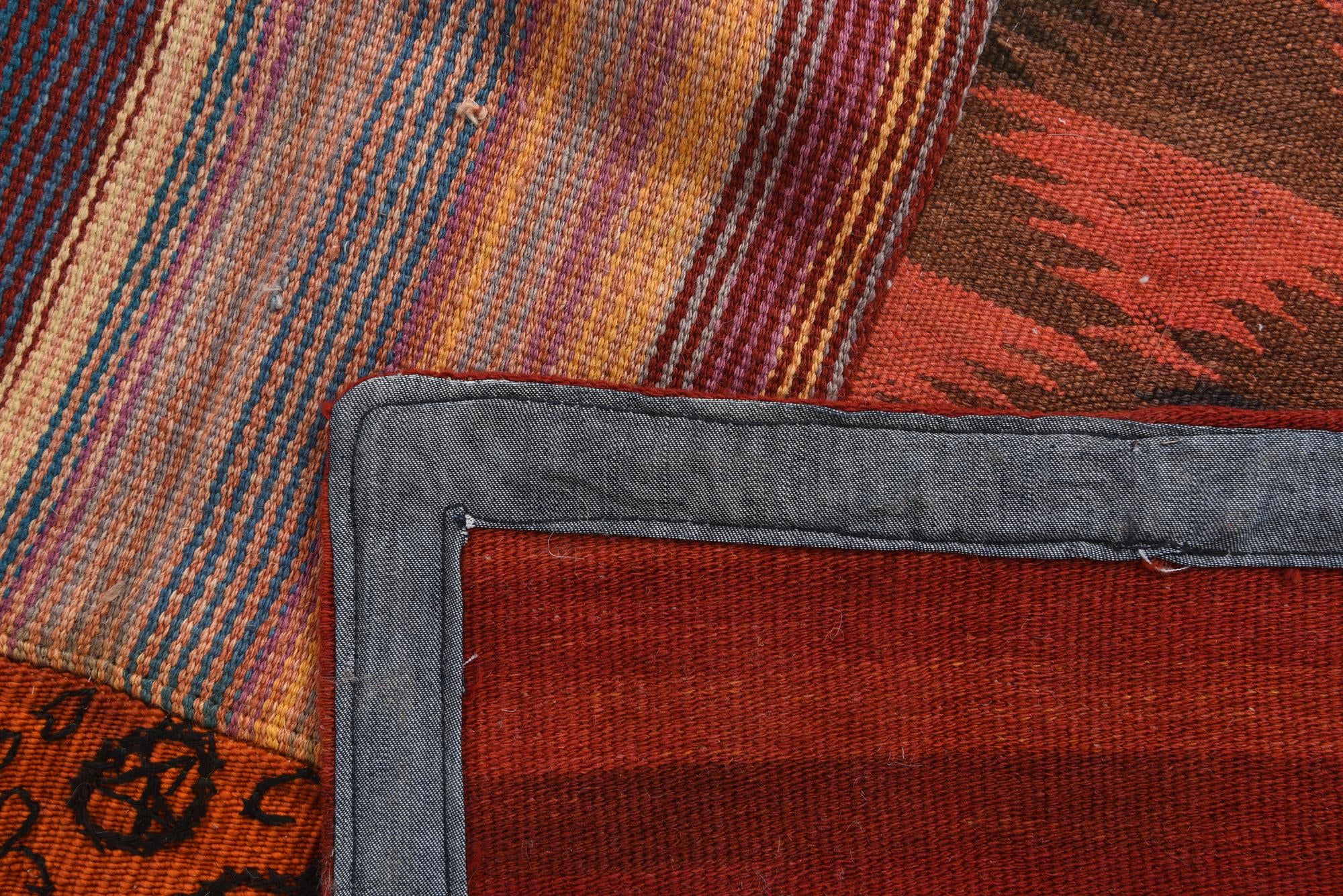 6' 9 x 9' 8 Hand Woven Kilim Patchwork Wool Rug