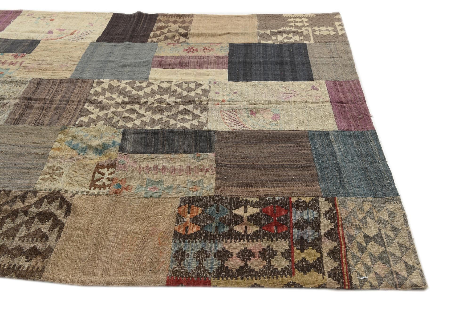 6' x 8' Hand Woven Kilim Patchwork Wool Rug