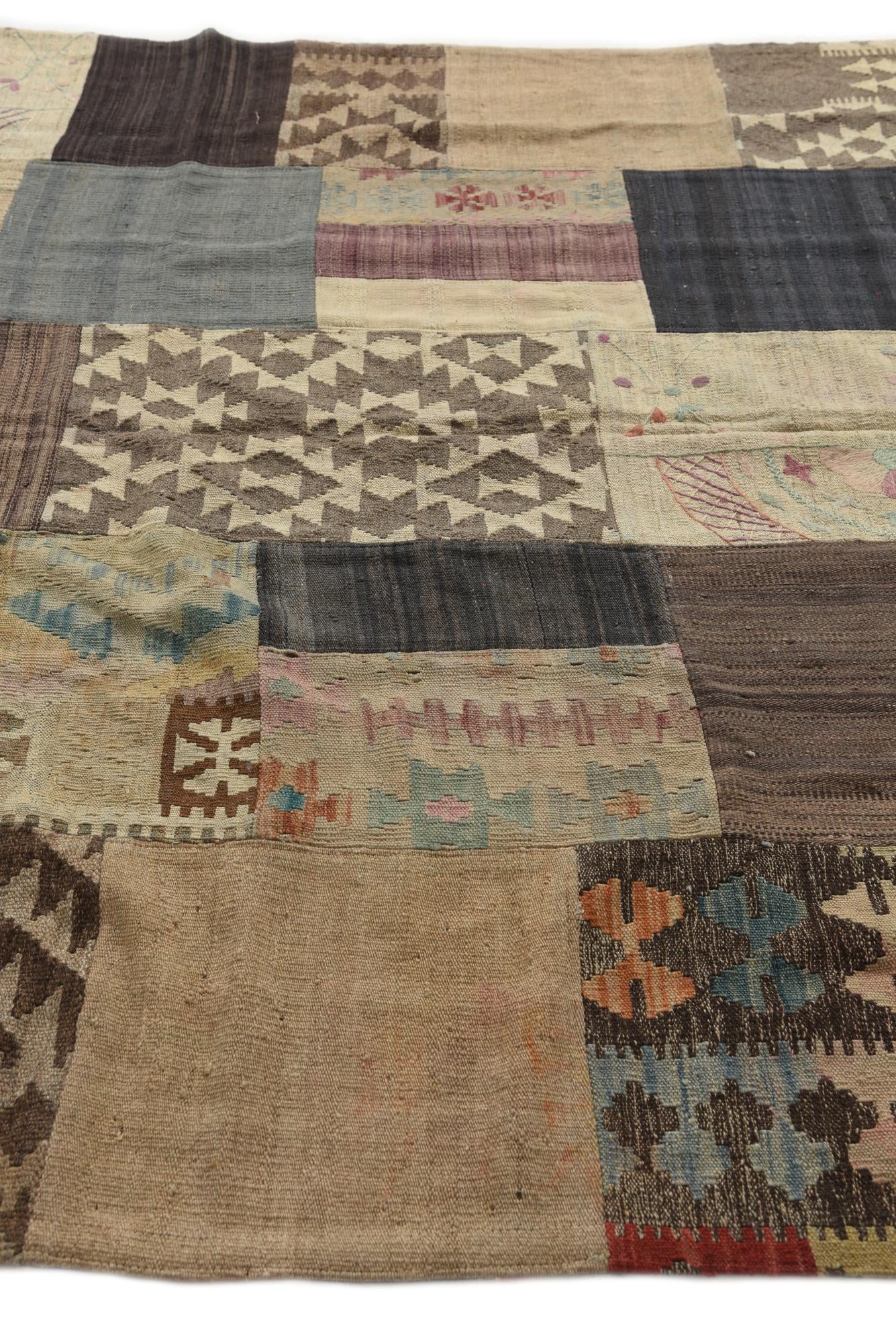 6' x 8' Hand Woven Kilim Patchwork Wool Rug