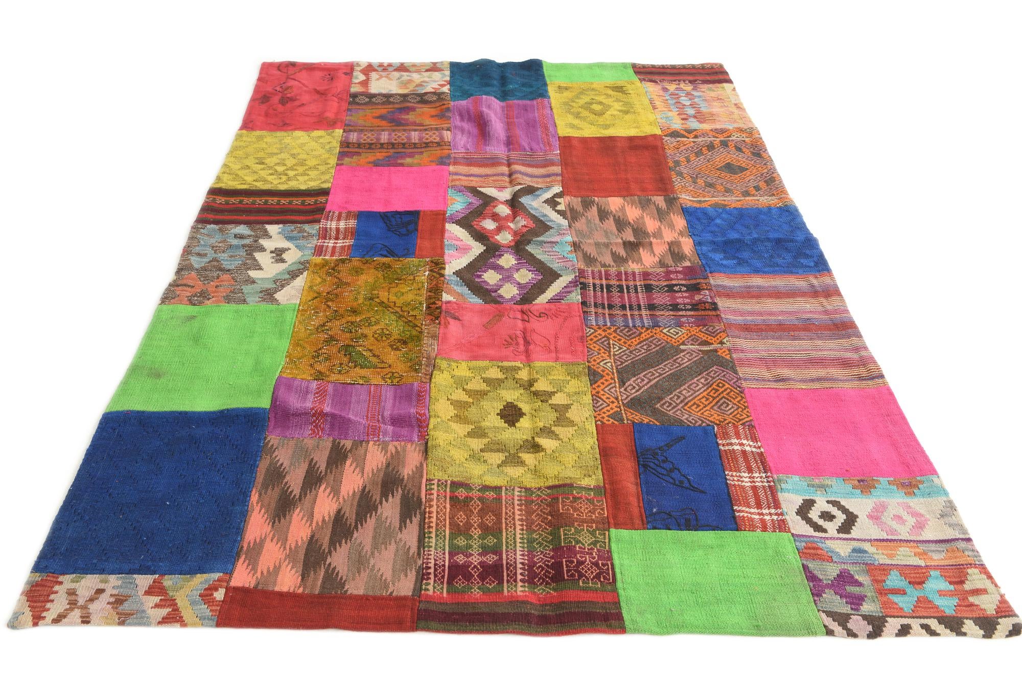 5' 5 x 7' 10 Hand Woven Kilim Patchwork Wool Rug