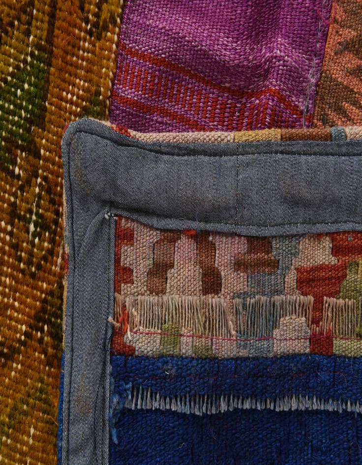 Detail image of 5' 5 x 7' 10  Hand Woven Kilim Patchwork Wool Rug