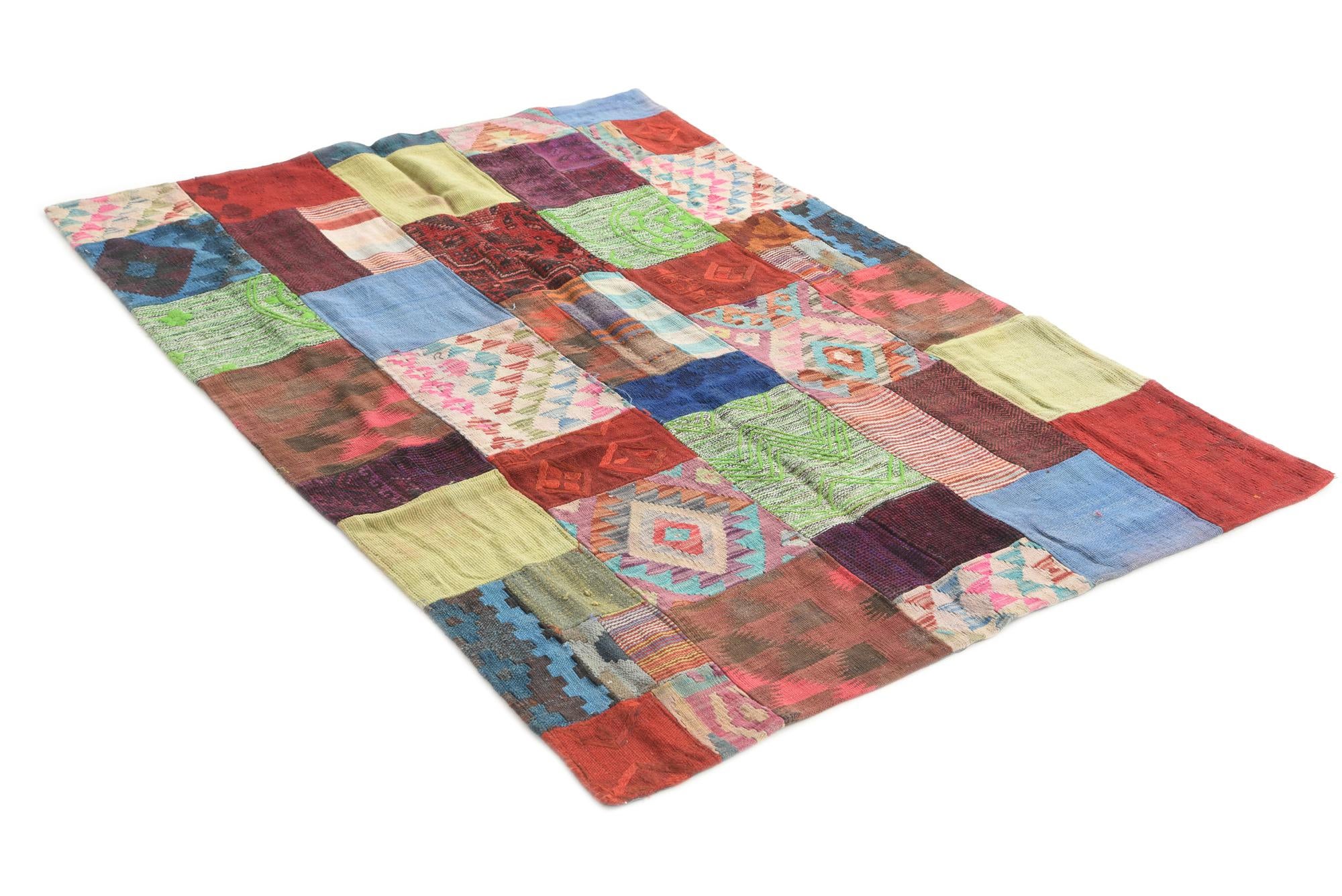 4' 3 x 6' Hand Woven Kilim Patchwork Wool Rug
