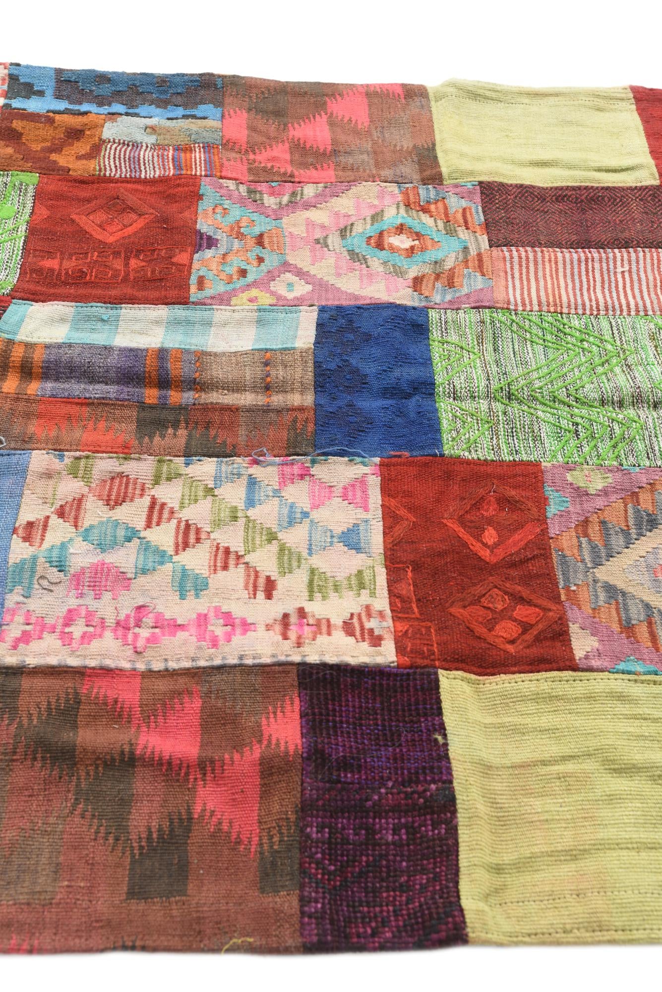 4' 3 x 6' Hand Woven Kilim Patchwork Wool Rug