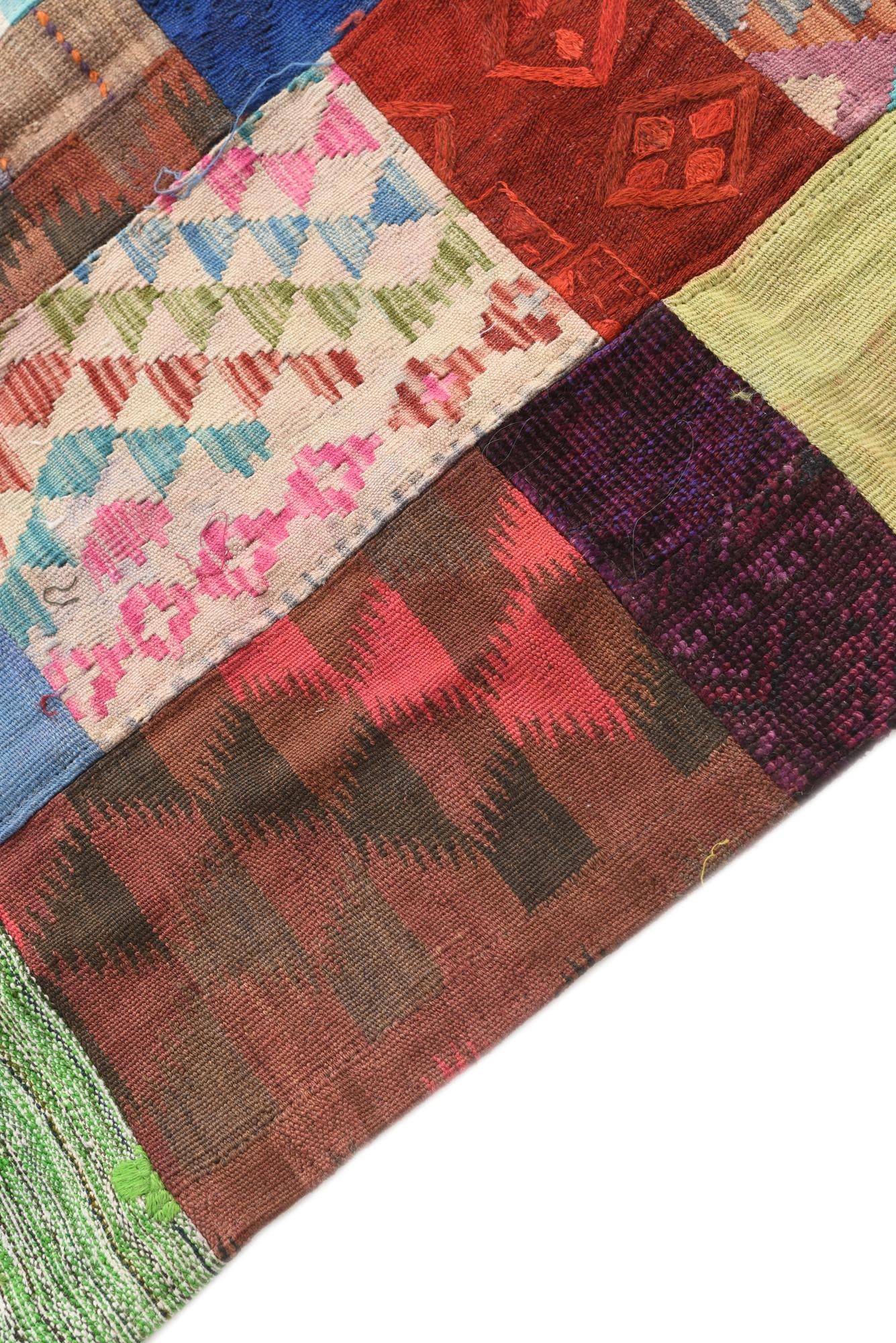 4' 3 x 6' Hand Woven Kilim Patchwork Wool Rug