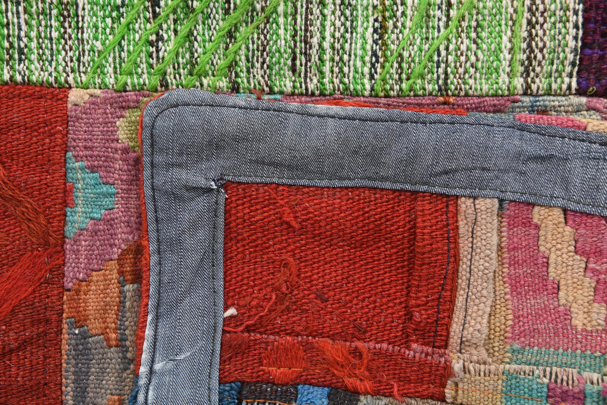 4' 3 x 6' Hand Woven Kilim Patchwork Wool Rug
