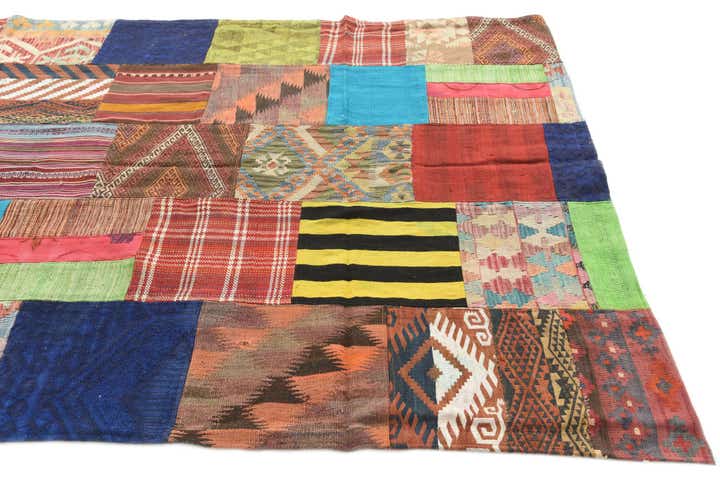 5' 6 x 7' 9 Hand Woven Kilim Patchwork Wool Rug